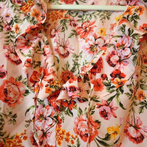 Old Navy Red & Pink Romantic Ruffled Blouse with Peter Pan Collar Large NWT - Picture 10 of 15